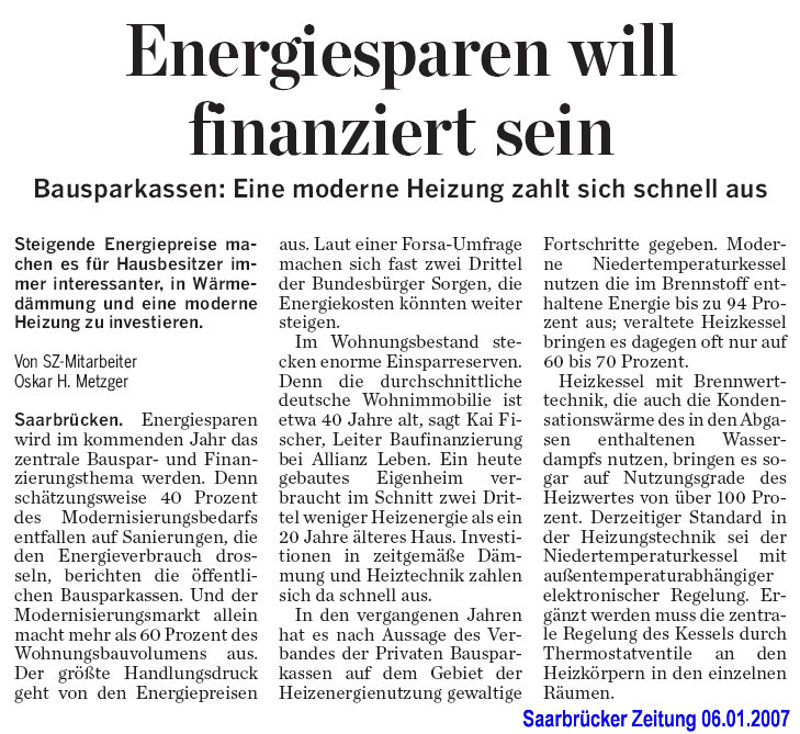 Energiesparen: Energiesparen will finanziert werden Eine moderne Heizung zahlt sich schnell aus