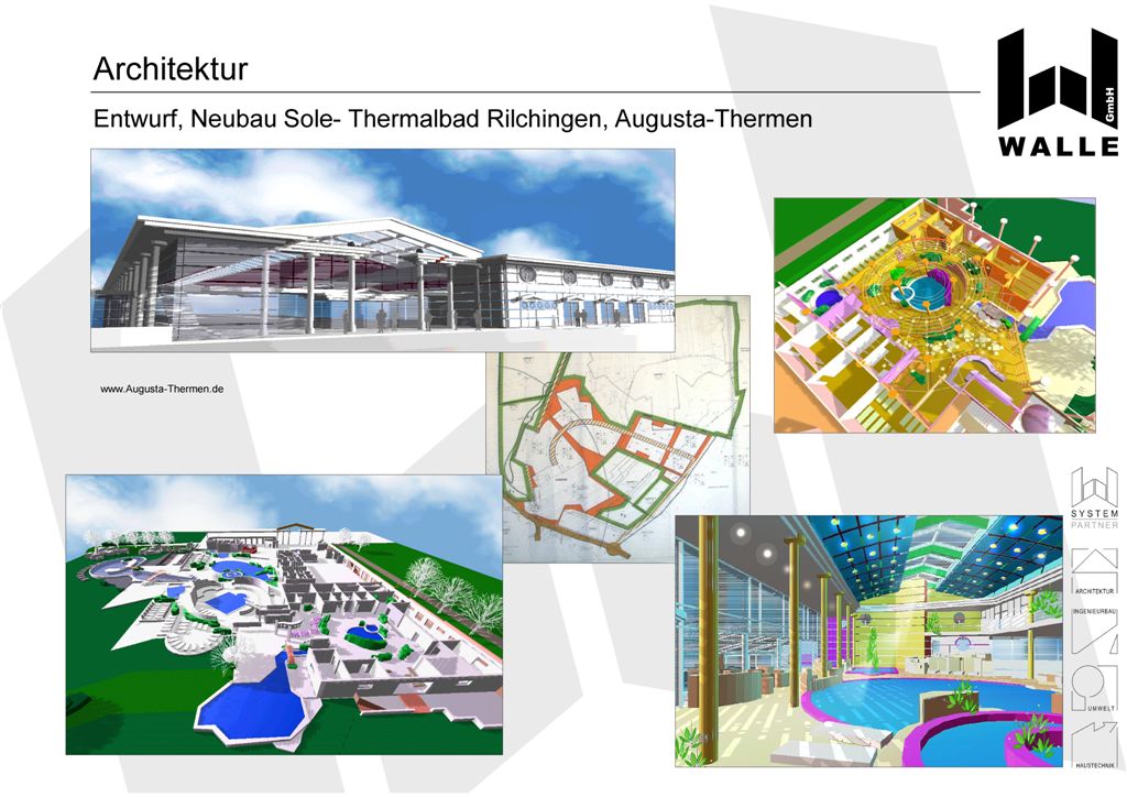 Entwurf Neubau eines Sole-/Thermalbades Augusta-Thermen, Kleinblittersdorf Rilchingen. www.Augusta-Thermen.de