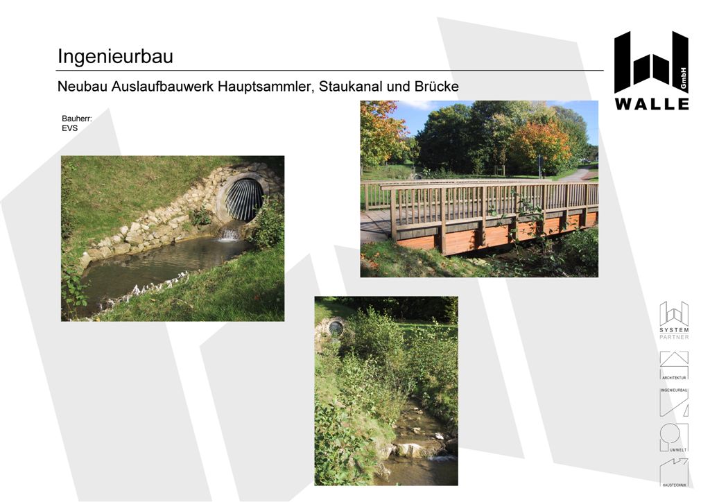 Neubau Auslaufbauwerk Hauptsammler, Staukanal und Brcke, Mandelbachtal Wittersheim